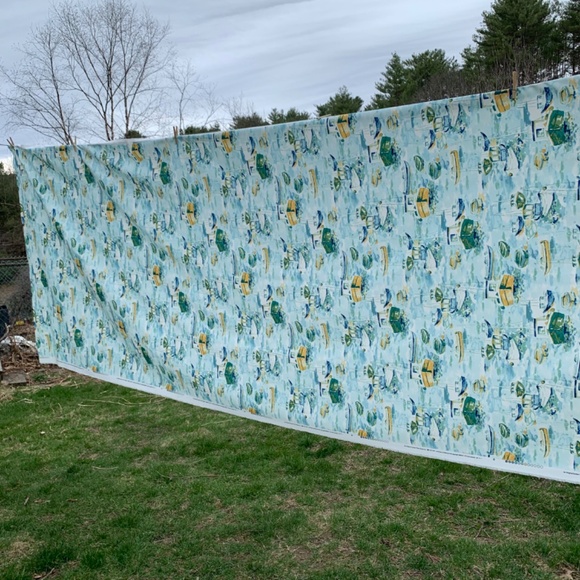 New Solarium Richloom Upholstery Fabric 4.5 yds Poly Canvas Blue Green Boats - Picture 3 of 10